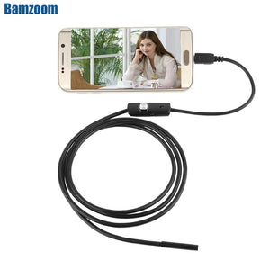 7mm Endoscope Camera Flexible IP67 Waterproof 6 Adjustable LEDs Inspection Borescope Camera Micro USB OTG Type C for Android PC