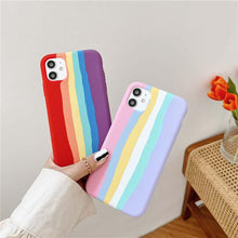 Load image into Gallery viewer, Luxury Rainbow Silicone Case For iPhone 11 X Xr Xs Max Case 12 11 Pro Max 6 6s 7 8 Plus Modern Colorful Shockproof Back Cover Rainbow Color Soft Silicon Back Cover Case
