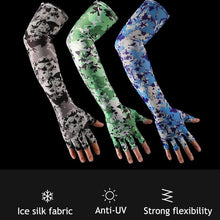 Load image into Gallery viewer, 2pcs Sport 5-finger Arm Sleeves One Size Compression Long Arm Cover Cycling Running Fishing Climbing Arm Cover Outdoor Sport Sun UV Protection Ice Cool Sleeves Comfortable Men Long Arm Covers
