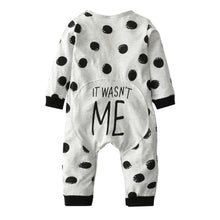Load image into Gallery viewer, Fashion "It wasnt me " Baby Boy Girl Clothes Newborn Toddler Long-sleeved Dot jumpsuit Infant Clothing set Outfits

