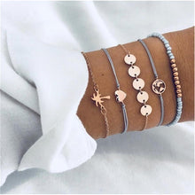 Load image into Gallery viewer, Fashion Bohemia Leaf Round Knot Cuff Bangle Gold Chain Charm Bracelet  for Women Simple Geometric Bracelets Luxury Jewelry
