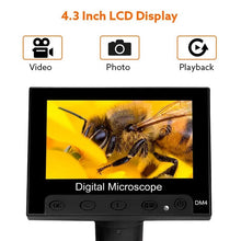 Load image into Gallery viewer, 4.3&quot;LCD Display USB Digital Electronic Microscope Endoscope Record 1000X 2 Megapixels with 8 LED Stand for Repair Soldering
