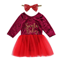 Load image into Gallery viewer, Autumn  Baby Girls Christmas Red Long Sleeve  Letters Printed Pattern Dress Festival Unique Design
