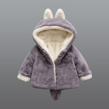 Load image into Gallery viewer, Baby Girl Einter Jacket Girl Cute Rabbit HoodedJacket Children's Wool Sweater Plus Thick Warm Plush For Kids

