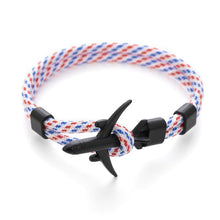 Load image into Gallery viewer, Elegant Modern Fashion Black Anchor Luxury Bracelets For Men And Women Charm Rope Chain Couple Bracelet Metal Airplane Leather Hooks Homme Jewelry
