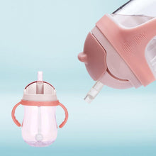 Load image into Gallery viewer, Suction Cups Milk Straw With Handles Training Feeding Bottle Silicone Drinking Wide Mouth Bottle for Kids and Baby
