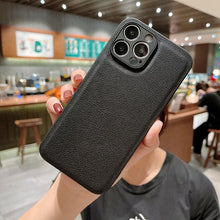 Load image into Gallery viewer, Trendy Slim Leather Case with Full Protection Luxury Leather Textured Case for iPhone 11 12 13 Soft Shockproof Cover Leather Case Compatible with iPhone 12 13 Pro Max Elegant Phone Case
