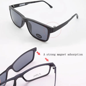 Ultem Glasses Frame For Men With Polarized Magnet Clip Sunglasses Myopia Women Eyewear Prescription Lens Driving Mirror JKK75