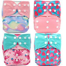 Load image into Gallery viewer, 4PCS Set Diaper Cover Washable Diaper Eco-friendly Ecological Adjustable Baby Nappy Reusable Cloth Diapers In Printed Design For Baby and Kids
