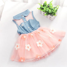 Load image into Gallery viewer, Children's Wear Dress Girls  Dresses For Party and Wedding with 100% Cotton Striped Lapel Fly Sleeves
