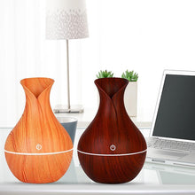 Load image into Gallery viewer, Essential Oil Diffuser 130ml Wood Grain Vase-Shaped  Aromatherapy Cool Mist Humidifier With 7 Colors LED Lights &amp; Waterless Auto Shut-Off For Home Office
