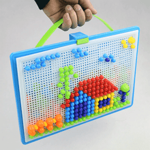 Load image into Gallery viewer, 296 Pieces/Set Box-packed Grain Mushroom Nail Beads Intelligent 3D Puzzle Games Board for Children Kids Educational Toys
