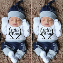Load image into Gallery viewer, Newborn Baby Boy Clothes Costume Little Man Romper+Deer Leggings+Hat Warm Outfit Baby Boy Infant Clothes In elegant Modern Design
