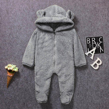 Load image into Gallery viewer, New Winter Trend Warm Newborn Baby Boy Solid Hooded Baby Romper Warm Coat Fleece Jumpsuit Infant Outwear For Boys And Girls
