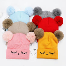Load image into Gallery viewer, Winter Children Hat Bonnet Enfant Knitted Cute Baby Cap For Girls Boys 0-24 Months For Kids In Modern Bear Design

