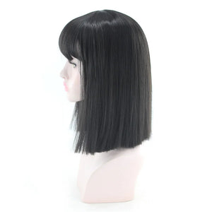 Synthetic Hair Short Wig With Bangs Cosplay Wigs For Women Straight Bob Wig Korean Pink Red Brown Blue Green White Purple Grey