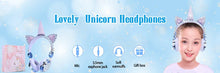 Load image into Gallery viewer, Cute Unicorn Headphones 3D Stereo Music Kids Headphones With Microphone Girls Cell Phone Children's Wired Headset Gamer Gift
