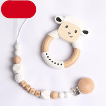 Load image into Gallery viewer, Modern Luxury Pacifier Clip Chain Beech Beads Silicone Elephant Pendant Baby Teething Nursing Clips Chain For Baby
