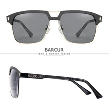 Load image into Gallery viewer, BARCUR Polarized Men’s Sunglasses – Fashionable Square Stainless Steel Frame UV400 Protection Anti-Reflective Outdoor Sports &amp; Driving Eyewear – Original Design Casual Style with Premium Polycarbonate Lenses
