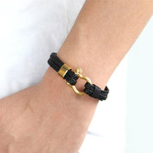 Load image into Gallery viewer, New Fashion Stainless Steel Bracelet Men Punk Genuine Leather Bracelets &amp; Bangles Charm Jewelry Anchor Style
