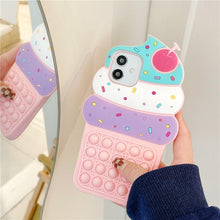 Load image into Gallery viewer, 3D Delicious Cherry Ice Cream Silicone Phone Case For iphone 13 12 11 Pro Max Xs Xr 7 8 Plus X Se finger bubble game soft cover 3D Cartoon Cupcake Shape Soft Silicone Full Protection Shockproof Case
