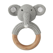 Load image into Gallery viewer, BPA Free Baby Wooden Teether Crochet Rattle Toy for Newborns
