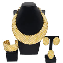 Load image into Gallery viewer, Zhuerrui Choking Necklace Bracelet Earrings Ring Jewelry Set Brazilian Gold Luxury Jewelry Set Gold Plated Jewelry Set H00541
