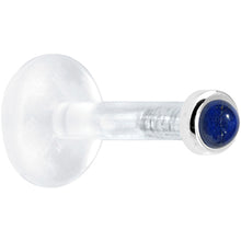 Load image into Gallery viewer, Solid 14K White Gold 2mm Genuine Blue Lapis Lazuli Bioplast Push in Labret
