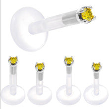 Load image into Gallery viewer, Solid 14K White Gold 1.5mm Genuine Yellow Diamond Bioplast Push in Labret
