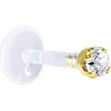 Load image into Gallery viewer, Solid 14K Yellow Gold 1.5mm Genuine Diamond Bioplast Push in Labret
