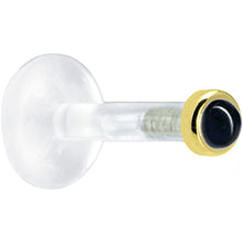 Load image into Gallery viewer, Solid 14K Yellow Gold 2mm Genuine Onyx Bioplast Push in Labret
