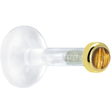Load image into Gallery viewer, Solid 14K Yellow Gold 2mm Genuine Tiger Eye Bioplast Push in Labret

