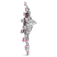Load image into Gallery viewer, 18K White Gold 1.00 Cttw Diamond, Ruby  Sapphire, and Amethyst Mixed Gemstone Butterfly Brooch Pin (G-H Color, VS1-VS2 Clarity)
