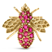 Load image into Gallery viewer, 14K Yellow Gold Red Ruby Bee Brooch Pin
