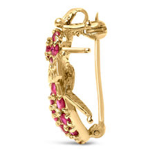 Load image into Gallery viewer, 14K Yellow Gold Red Ruby Bee Brooch Pin
