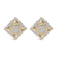 Load image into Gallery viewer, 18K Yellow Gold Diamond 5 1/5 Cttw Geometric Cluster Stud Earrings
