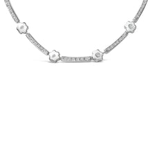 Load image into Gallery viewer, 14K White Gold 1.0 Cttw Diamond Flower and Bar Station Necklace
