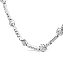 Load image into Gallery viewer, 14K White Gold 1.0 Cttw Diamond Flower and Bar Station Necklace
