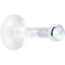 Load image into Gallery viewer, Solid 14K White Gold 2mm Genuine Rainbow Moonstone Bioplast Push in Monroe
