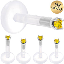 Load image into Gallery viewer, Solid 14K White Gold 1.5mm Genuine Yellow Diamond Bioplast Push in Monroe
