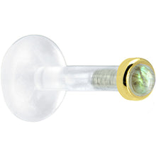 Load image into Gallery viewer, Solid 14K Yellow Gold 2mm Genuine Labradorite Bioplast Push in Monroe
