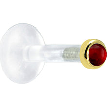 Load image into Gallery viewer, Solid 14K Yellow Gold 2mm Genuine Ruby Bioplast Push in Monroe
