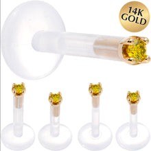Load image into Gallery viewer, Solid 14K Yellow Gold 1.5mm Genuine Yellow Diamond Bioplast Push in Monroe
