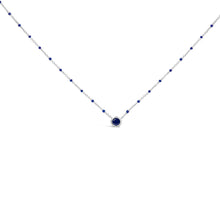 Load image into Gallery viewer, Sterling Silver Created Sapphire Bead Chain Necklace 18 Inch
