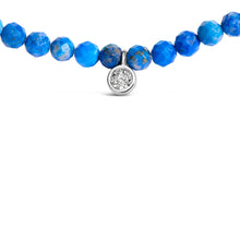 Load image into Gallery viewer, Sterling Silver Diamond Accent Blue Lapis Bead Station Necklace
