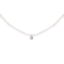 Load image into Gallery viewer, Sterling Silver Moonstone Bead Station Necklace with Diamond Accent
