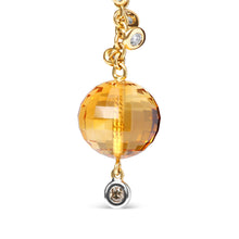 Load image into Gallery viewer, 18K Yellow Gold 2/3 Cttw Round Bezel Diamond and 25mm Ball Shaped Yellow Citrine Gemstone Dangle Stud Earring (Brown and G-H Color, SI1-SI2 Clarity)
