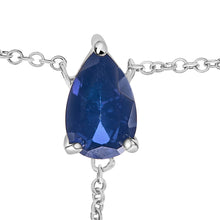 Load image into Gallery viewer, Sterling Silver Created Blue Sapphire and Diamond Accent Y Necklace
