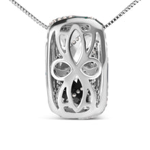 Load image into Gallery viewer, .925 Sterling Silver Turquoise Enamel and 1/2 Cttw Diamond Block 18" Pendant Necklace (F-G Color, VS1-VS2 Clarity)
