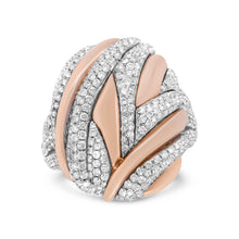 Load image into Gallery viewer, 18K Rose and White Gold 1 7/8 Cttw Diamond and Gold Textured Dome Cocktail Ring (F-G Color, VS1-VS2 Clarity) - Size 6.5
